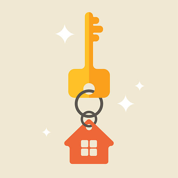 Flat illustration with key and house tag, isolated